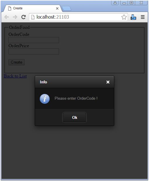 Smart alert Error message